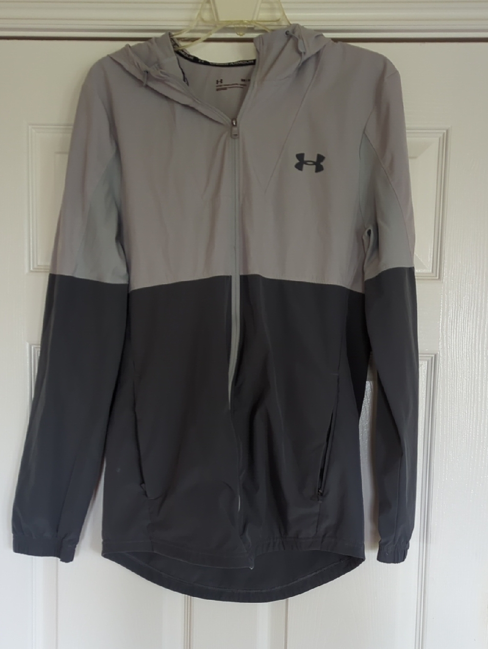 Under Armour Two-Tone Hooded Zip Jacket - Light Gray & Charcoal